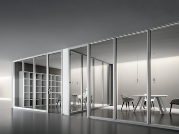 PARTITION WALL - Vertical glass and plate movable wall by DVO