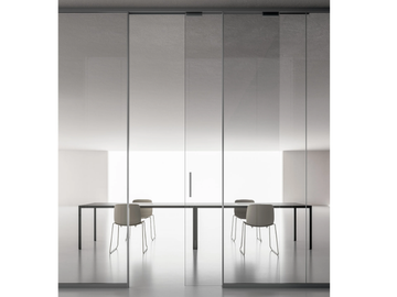 SINGLE GLASS - Sliding vertical glass and aluminium movable wall by DVO