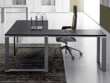 VERTIGO - Sectional extruded aluminium and tanned leather office desk by DVO