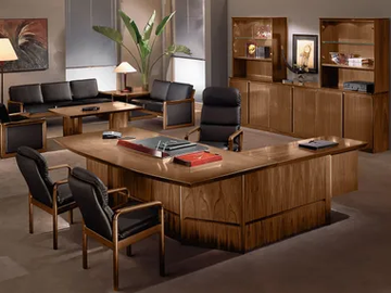 CONCORDE - L-shaped walnut executive desk by Dyrlund