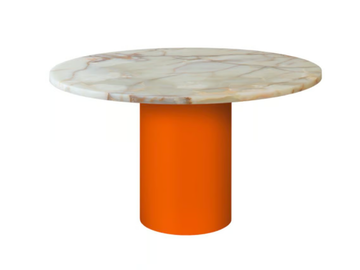 HIROKI ONYX - Round onyx and steel table by E15