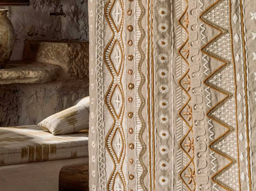 BALÉARES - MENORCA - Embroidered linen fabric by Élitis