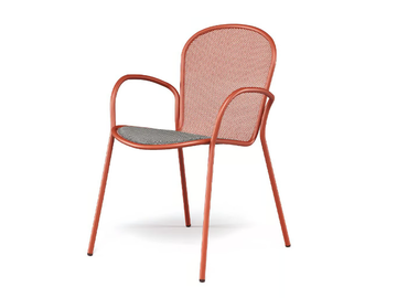 RONDA X - Upholstered fabric and steel garden chair with armrests by Emu