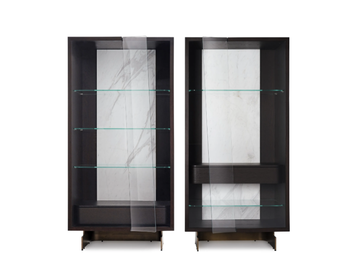 LEAF - Wood and glass display cabinet with integrated lighting by ENNE