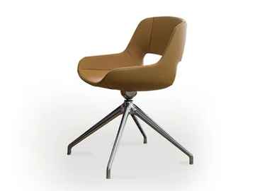AMARANTA - Swivel tanned leather chair by ENRICO PELLIZZONI