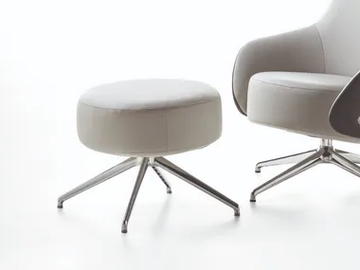 BILLIE - Upholstered leather footstool by ENRICO PELLIZZONI