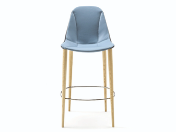 COUTURE - Leather stool with back by ENRICO PELLIZZONI