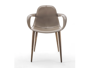 COUTURE - Tanned leather chair with armrests by ENRICO PELLIZZONI