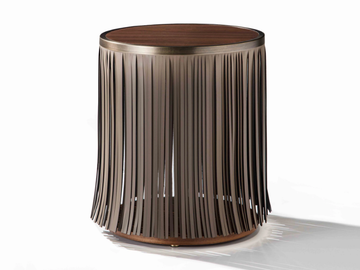 INDIAN - Round tanned leather coffee table by ENRICO PELLIZZONI