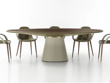 LOOP - Oval tanned leather table by ENRICO PELLIZZONI