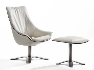 LULLABY - Swivel tanned leather armchair with 4-spoke base with armrests by ENRICO PELLIZZONI