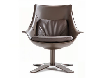 LULLABY - With 4-spoke base tanned leather easy chair with armrests by ENRICO PELLIZZONI