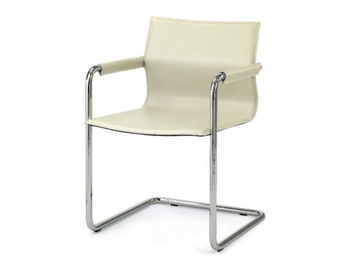 LYBRA - Cantilever tanned leather chair with armrests by ENRICO PELLIZZONI