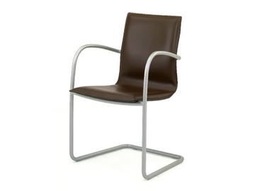 MICAD - Cantilever tanned leather chair with armrests by ENRICO PELLIZZONI