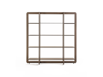 MUSA - Open freestanding tanned leather and crystal bookcase by ENRICO PELLIZZONI