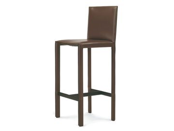PASQUALINA - High tanned leather stool with back by ENRICO PELLIZZONI