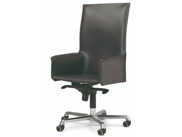 PASQUALINA - Swivel high-back tanned leather office chair with armrests by ENRICO PELLIZZONI