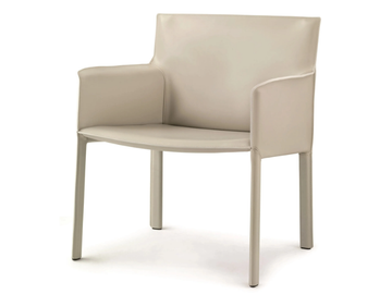 PASQUALINA - Tanned leather easy chair with armrests by ENRICO PELLIZZONI