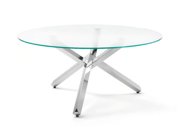 VERVE - Round Glass and Stainless Steel table by ENRICO PELLIZZONI