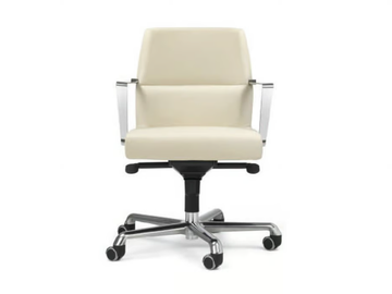 WEB - Height-adjustable tanned leather office chair with armrests by ENRICO PELLIZZONI