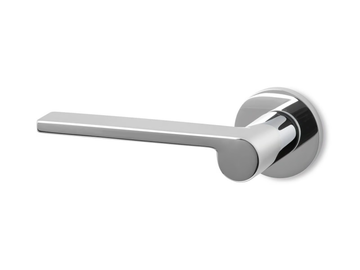 LEV - Brass door handle on rose by Ento