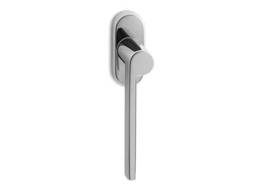 LEV - DK brass window handle on rose by Ento