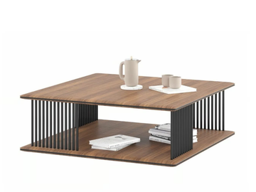 KEF - Low wooden coffee table with integrated magazine rack by Ersa