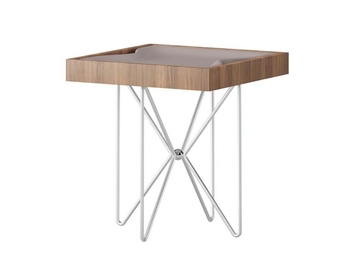 KILIG - Square wood veneer coffee table with tray by Ersa