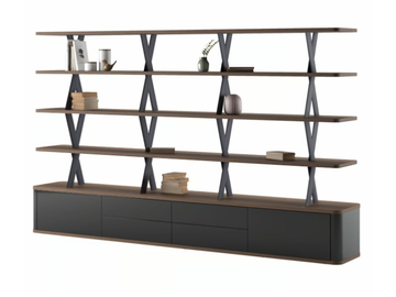 MELIADES - Open double-sided wood veneer bookcase with drawers by Ersa