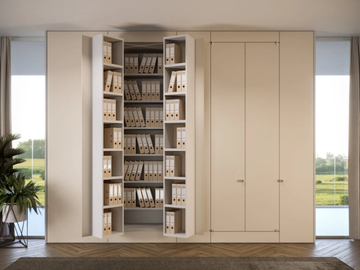 BRIEFING INTERWALL REVERSO - Tall modular wooden office storage unit with hinged doors by ESTEL GROUP