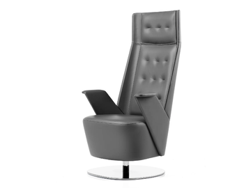 EMBRASSE LOUNGE - Tufted leather easy chair high-back by ESTEL GROUP