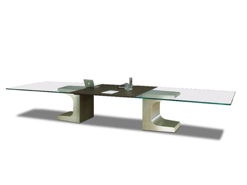 NIEMEYER - Rectangular glass meeting table with cable management by ESTEL GROUP