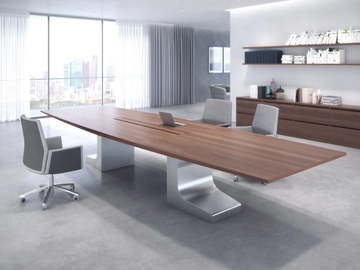 NIEMEYER - Wood veneer meeting table with cable management by ESTEL GROUP