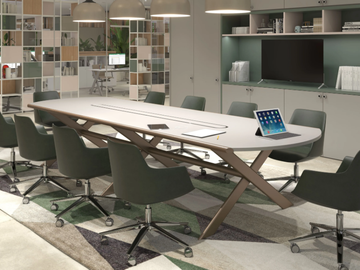 SANT'ANDREA - Oval meeting table with cable management by ESTEL GROUP