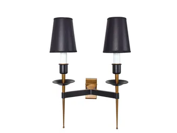 NELLY - LED brass and fabric wall lamp with fixed arm by Estro