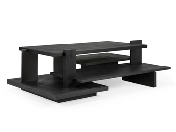 ABSTRACT - Rectangular low wooden coffee table with integrated magazine rack by Ethnicraft