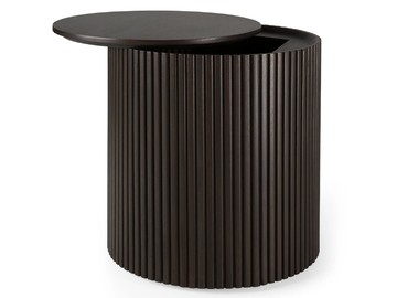 MAHOGANY ROLLER MAX - Round mahogany high side table with storage space by Ethnicraft