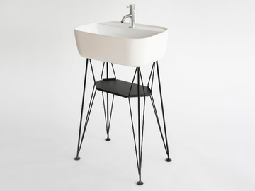 GUS - Console rectangular ceramic washbasin by Ex.t