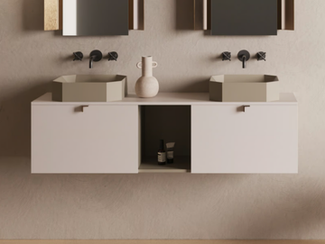 ORIGAMI - Double wall-mounted vanity unit with doors by Ex.t
