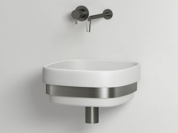 RIBBON - Wall-mounted square Livingtec® washbasin by Ex.t
