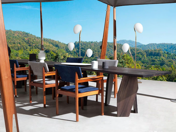10TH JOINT - Rectangular mahogany garden table by Exteta