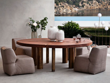 10TH JOINT - Round mahogany garden table by Exteta