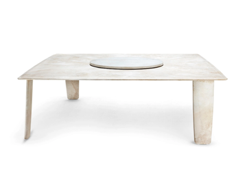 BISCUIT - Square marble garden table with Lazy Susan by Exteta
