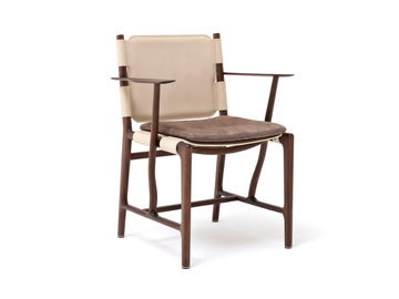 LEVANTE - Mahogany and leather garden chair with armrests by Exteta