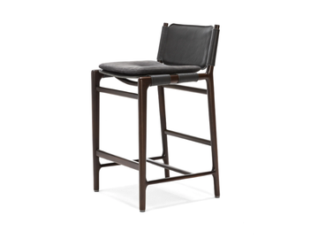 LEVANTE - Mahogany and leather garden stool with footrest by Exteta