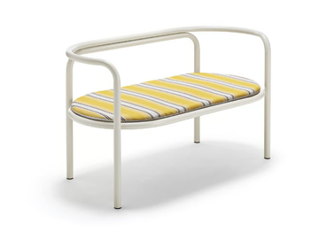 LOCUS SOLUS JACQUEMUS + EXTETA SPECIAL RE-EDITION - Powder coated steel garden bench with back by Exteta