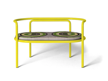 LOCUS SOLUS - Powder coated steel garden bench with back by Exteta