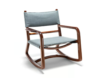 LPIDC05 - Rocking mahogany and fabric chair with armrests by Exteta