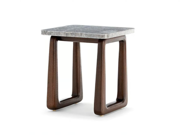 LPIDC07 - Low mahogany garden side table with marble top by Exteta