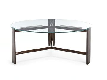 NO-GLUE - Round mahogany and glass garden table by Exteta